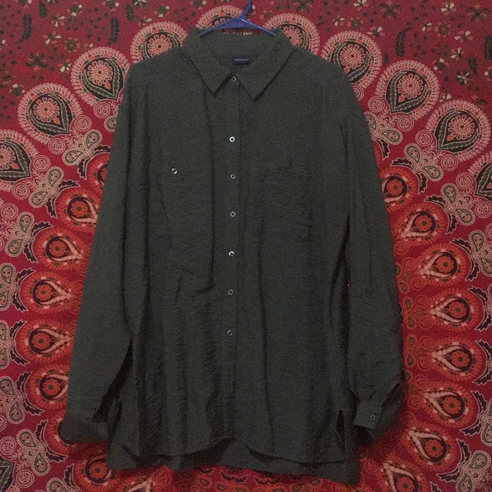 Westbound Green Button Up Blouse